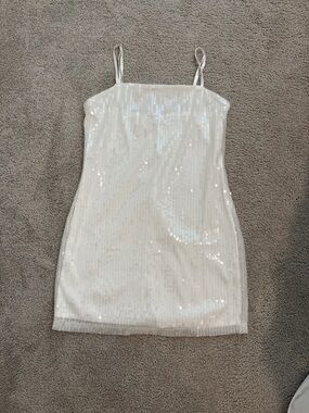 12th Tribe White Sequin Mini Dress